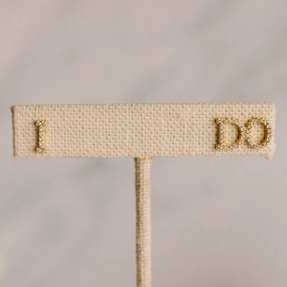 UNTAMED PETALS BY AMANDA JUDGE Gold 'I DO' Earrings